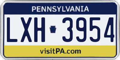PA license plate LXH3954