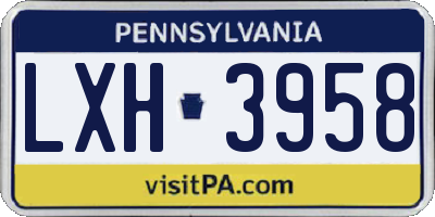 PA license plate LXH3958