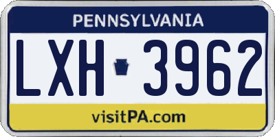 PA license plate LXH3962