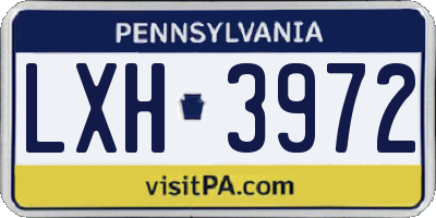 PA license plate LXH3972