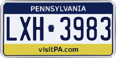 PA license plate LXH3983