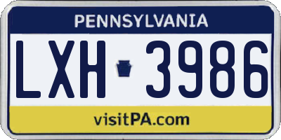 PA license plate LXH3986