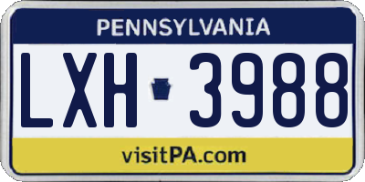 PA license plate LXH3988