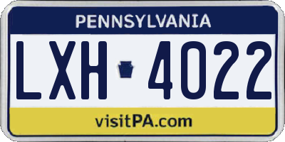PA license plate LXH4022