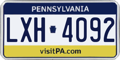 PA license plate LXH4092