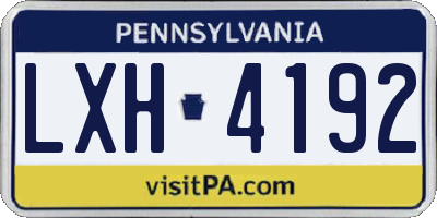 PA license plate LXH4192