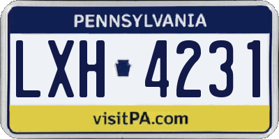 PA license plate LXH4231