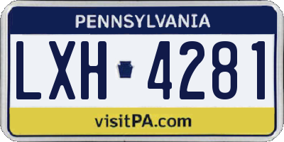 PA license plate LXH4281