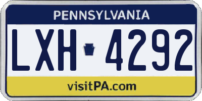 PA license plate LXH4292