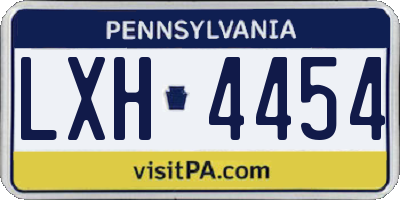 PA license plate LXH4454