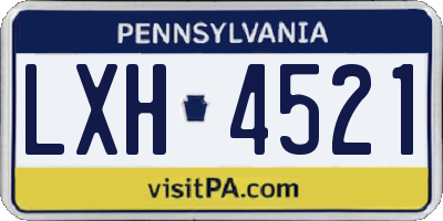 PA license plate LXH4521