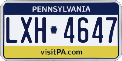 PA license plate LXH4647