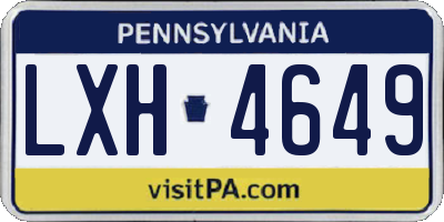 PA license plate LXH4649
