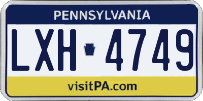 PA license plate LXH4749