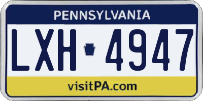 PA license plate LXH4947