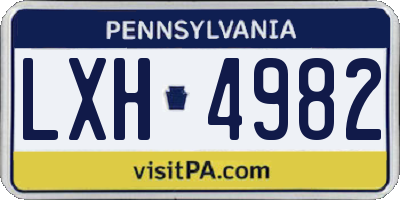 PA license plate LXH4982