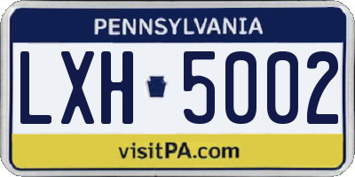 PA license plate LXH5002