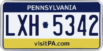 PA license plate LXH5342