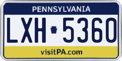 PA license plate LXH5360