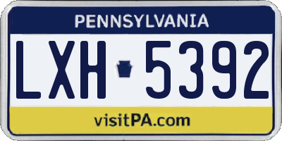 PA license plate LXH5392
