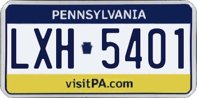 PA license plate LXH5401