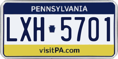 PA license plate LXH5701