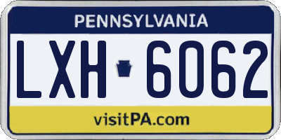 PA license plate LXH6062