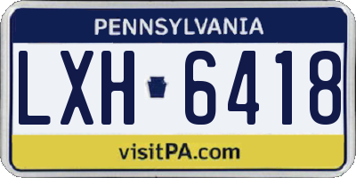 PA license plate LXH6418