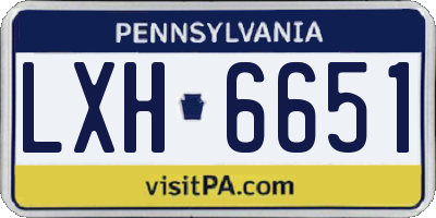 PA license plate LXH6651