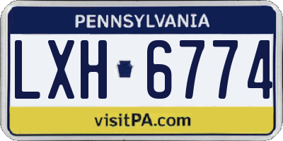 PA license plate LXH6774