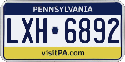 PA license plate LXH6892