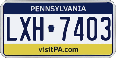 PA license plate LXH7403