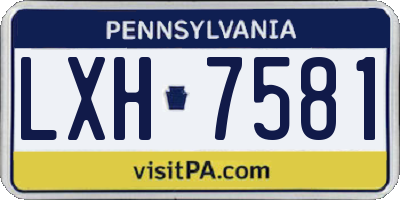 PA license plate LXH7581