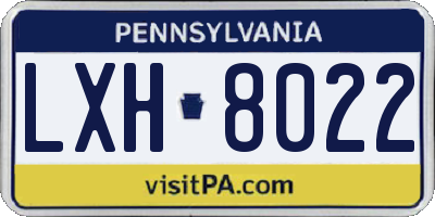 PA license plate LXH8022