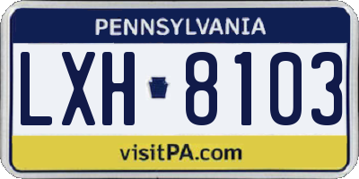 PA license plate LXH8103