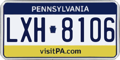 PA license plate LXH8106