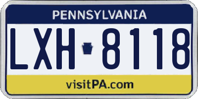 PA license plate LXH8118