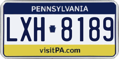 PA license plate LXH8189