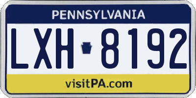 PA license plate LXH8192