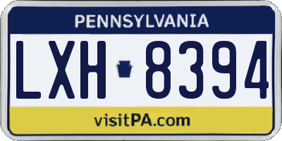 PA license plate LXH8394
