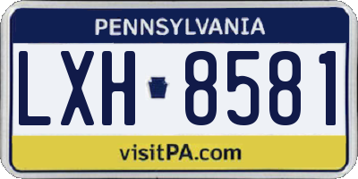 PA license plate LXH8581