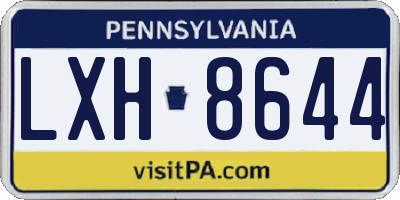 PA license plate LXH8644