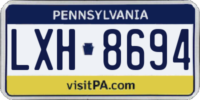 PA license plate LXH8694