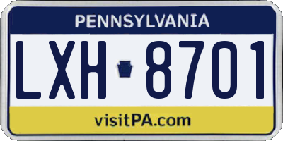 PA license plate LXH8701