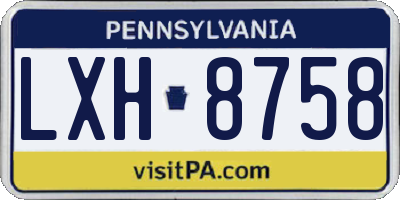 PA license plate LXH8758