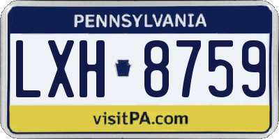 PA license plate LXH8759