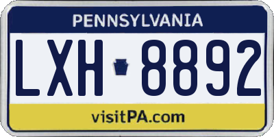 PA license plate LXH8892