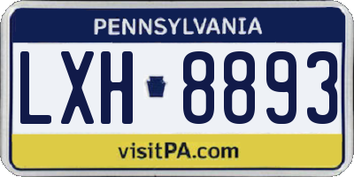 PA license plate LXH8893