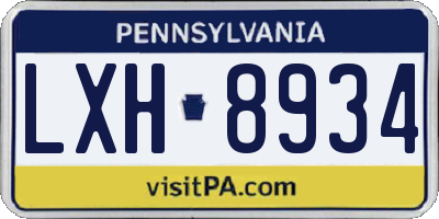 PA license plate LXH8934