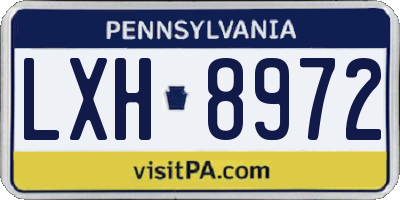 PA license plate LXH8972
